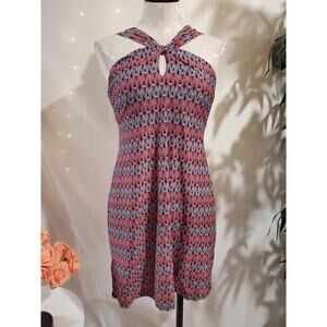 Athleta Womens Kiki Swim Dress Size M One Piece Keyhole Shelf Bra Geometric